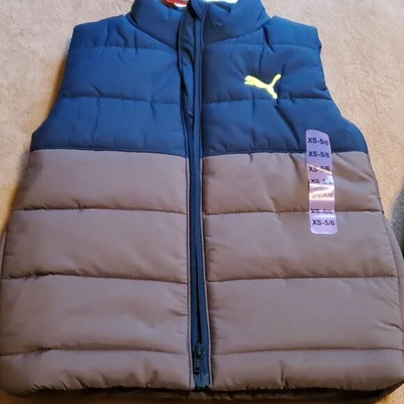 Puma Boys 3-Piece Outfit Set XS (5/6) | Teal Gray Vest Hoodie Pants - Like New - Picture 5 of 16